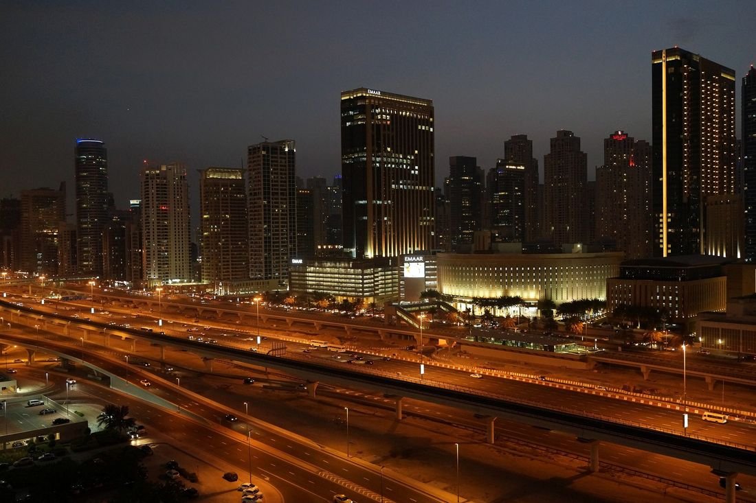 Traffic on Sheikh Zayed Road through central Dubai